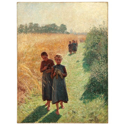Return from school / Young girls in the field